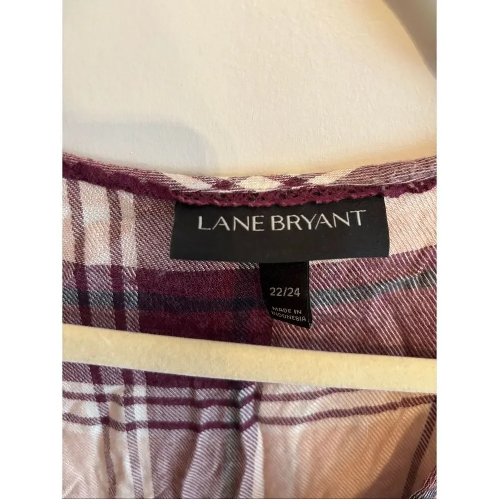 Lane Bryant V Neck Plaid Flannel Long Sleeve Women SZ 22/24 - Picture 4 of 7